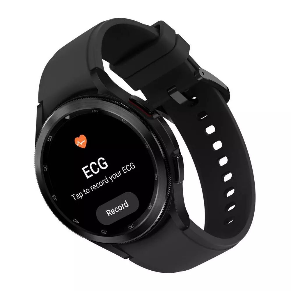 Reloj inteligente Samsung Galaxy Watch4 Classic unisex con caja de acero inoxidable de 46 mm y correa deportiva plateada - LTE