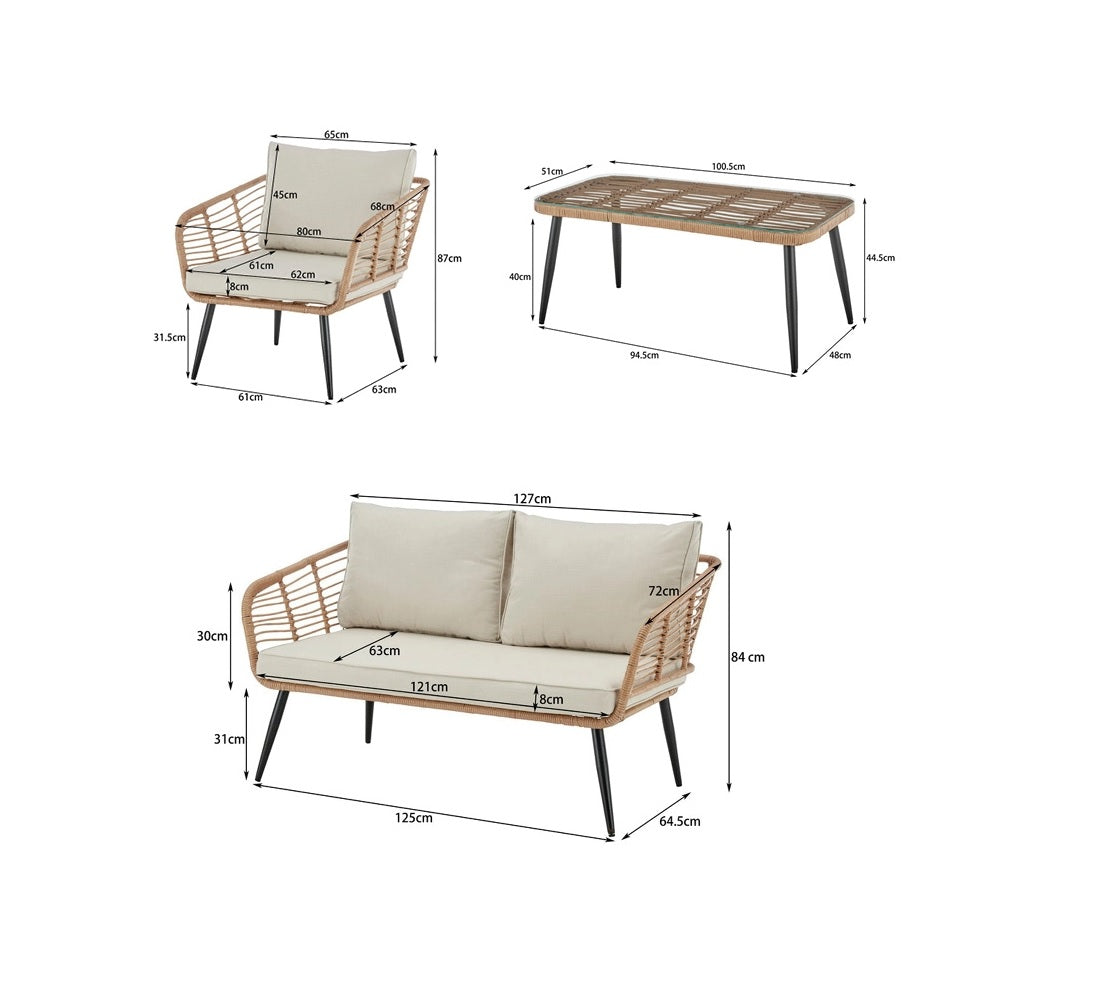 Wicker Lounger 4-Piece Set by Best Home