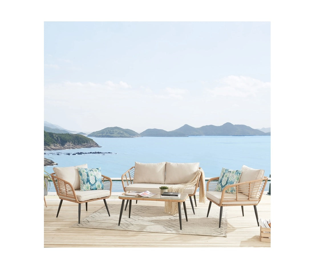 Wicker Lounger 4-Piece Set by Best Home