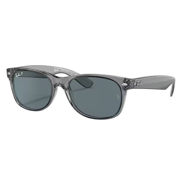 Ray-Ban New Wayfarer Classic RB2132 Square Polarized Sunglasses - Polished Transparent Gray/Blue