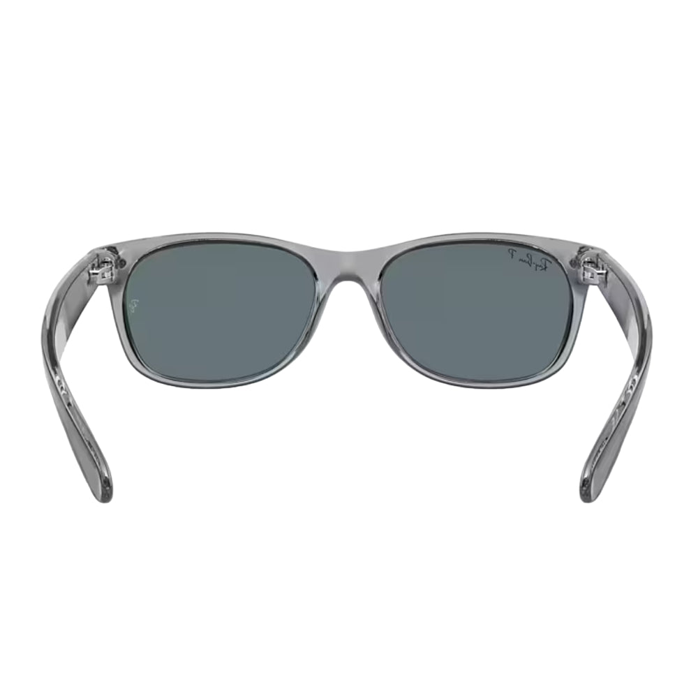 Ray-Ban New Wayfarer Classic RB2132 Square Polarized Sunglasses - Polished Transparent Gray/Blue