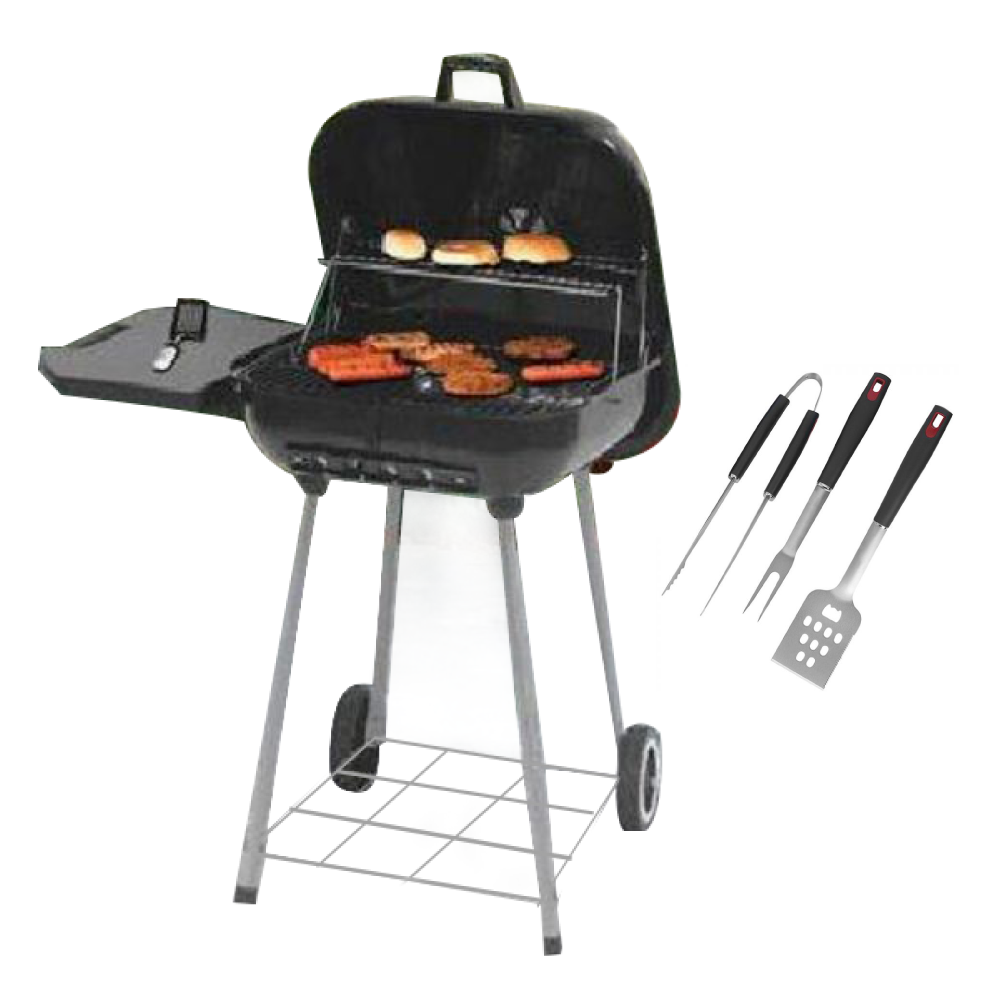 BBQ Grill Bundle: 22" Foldable Square BBQ Grill  + Free BBQ Tool Set