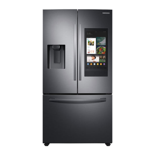 Samsung RF27T5501SG 26.5 cu. ft. French Door Refrigerator with Family Hub, External Water and Ice Dispenser - Black Stainless Steel - Curacao
