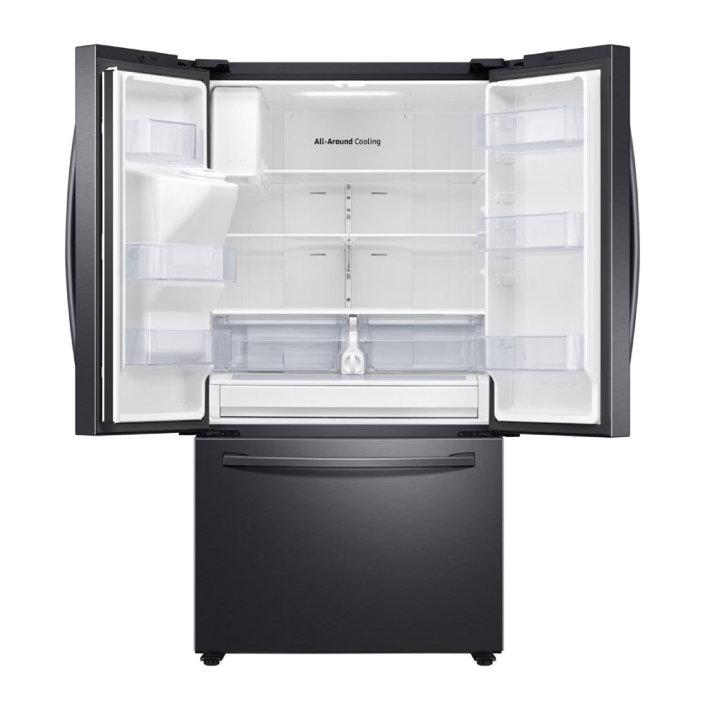Samsung RF27T5501SG 26.5 cu. ft. French Door Refrigerator with Family Hub, External Water and Ice Dispenser - Black Stainless Steel - Curacao
