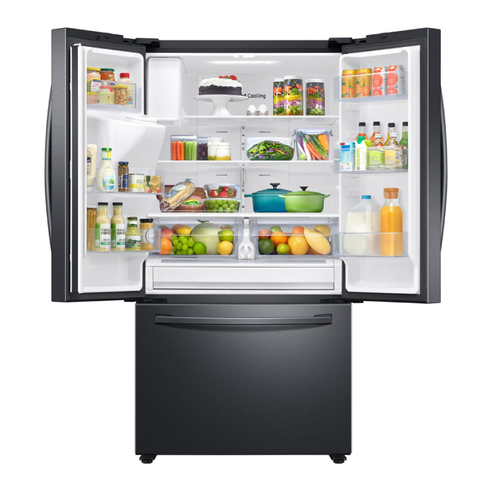 Samsung RF27T5501SG 26.5 cu. ft. French Door Refrigerator with Family Hub, External Water and Ice Dispenser - Black Stainless Steel - Curacao