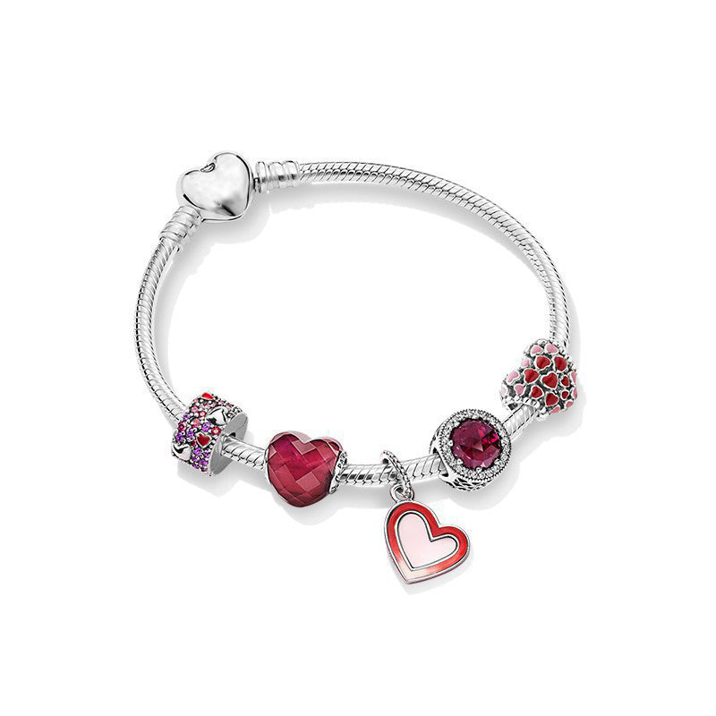 Pulsera y conjunto de dijes de corazones de Ragazza Studio en plata de ley 925