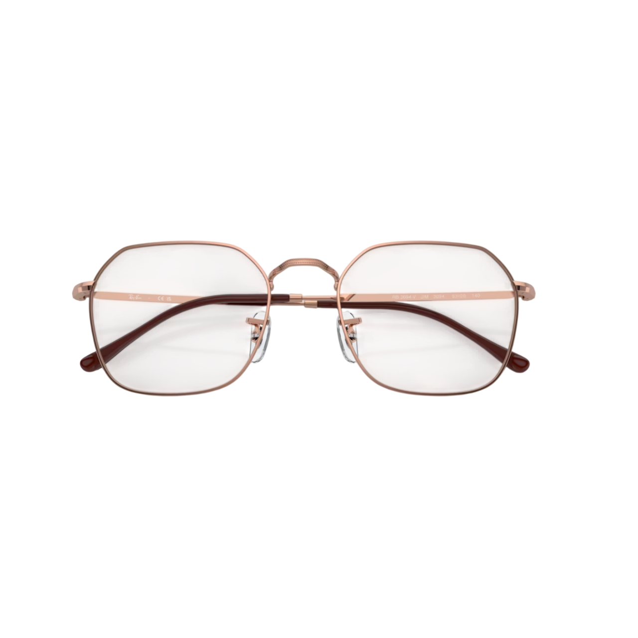 Gafas de sol unisex Ray-Ban con diseño geométrico, color oro rosa