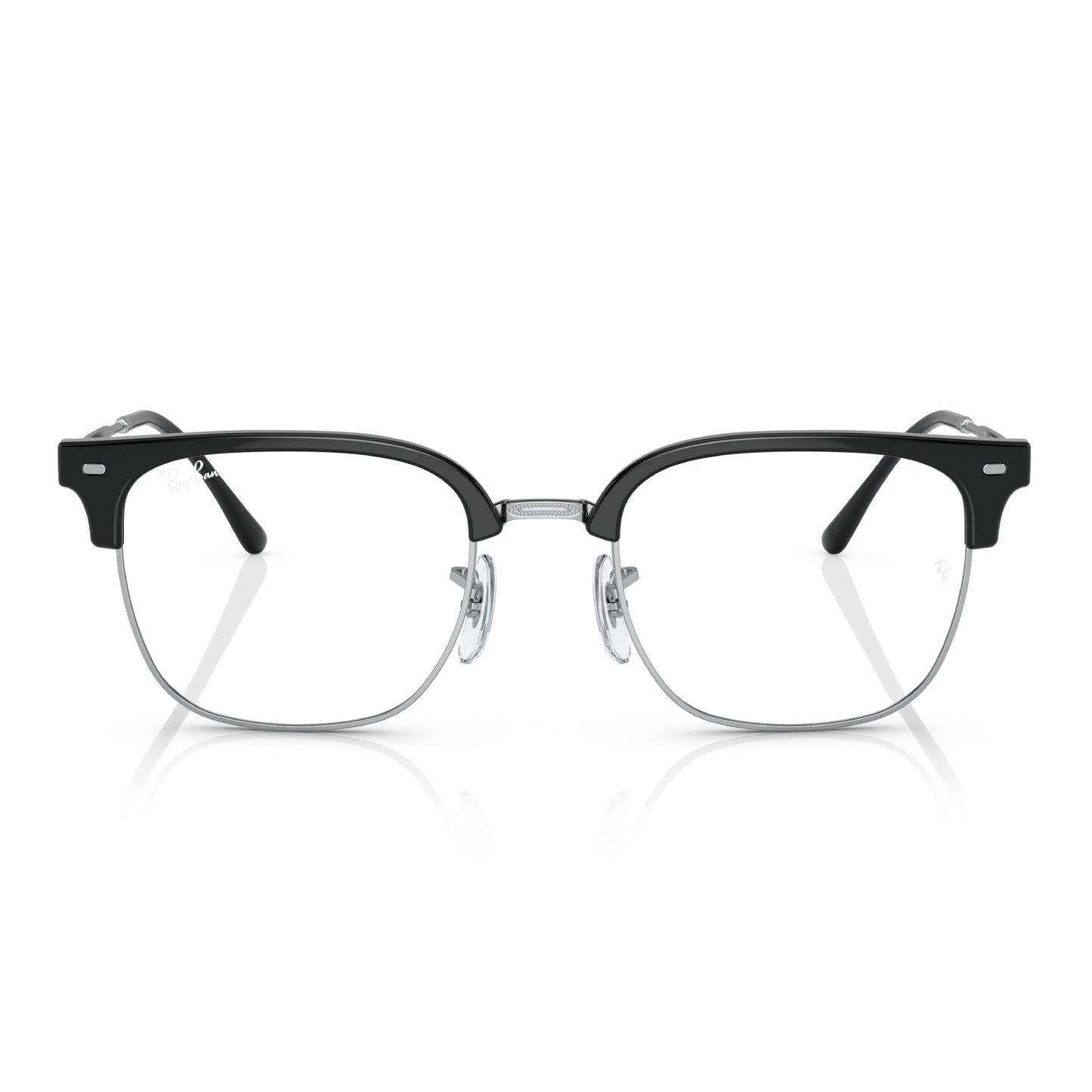 Ray-Ban Clubmaster Unisex Square Eyeglasses, Black on Silver