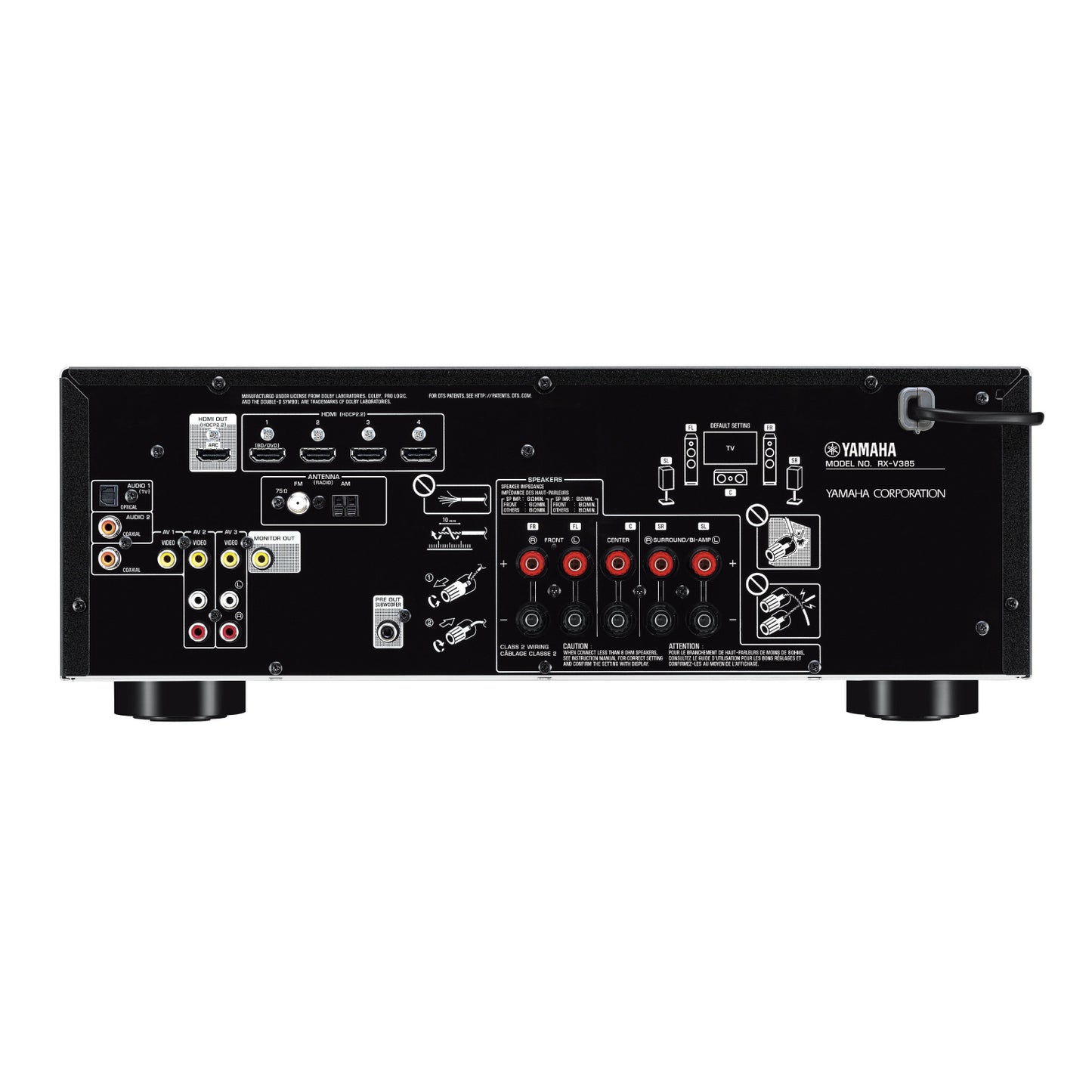 Yamaha RX-V385 5.1-Channel Home Theater Receiver with Remote - Black