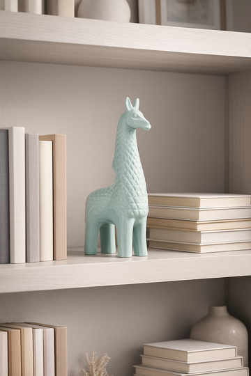 Estatua de llama de porcelana de 17" de Sagebrook Home, color verde