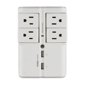 Sanus SA-OWSP42 On-Wall Surge Protector with 4 Rotating Outlets and 2 USB Ports - White