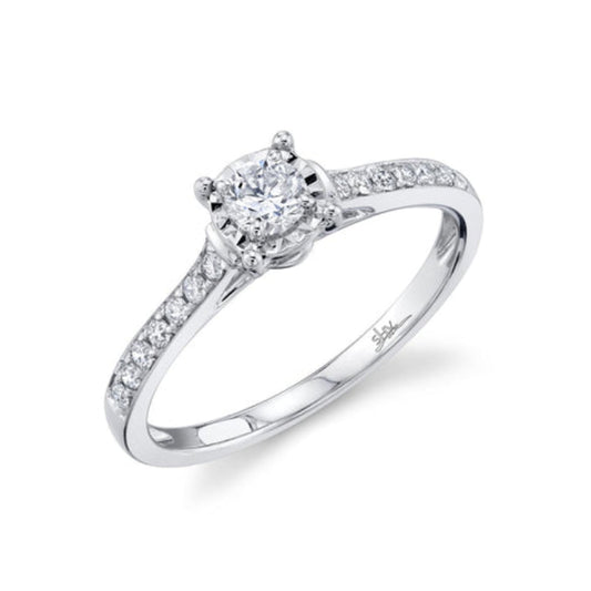 Shy Creation 0.39 ct. Round Diamond Engagement Ring in 14K White Gold - Size 7