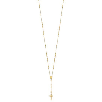 Quality Gold Women's Polished Faceted Beads Rosary Necklace in 14K Yellow Gold