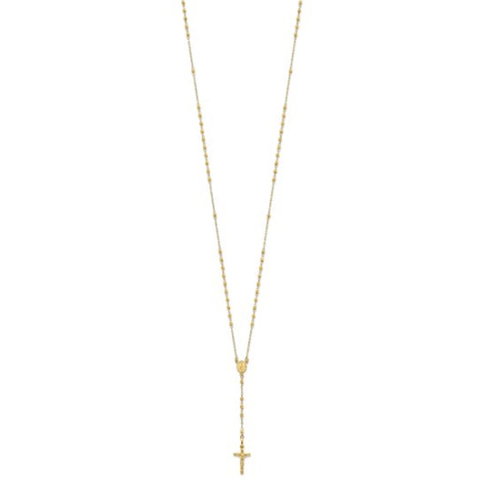 Collar rosario de cuentas facetadas pulidas para mujer en oro amarillo de 14 quilates