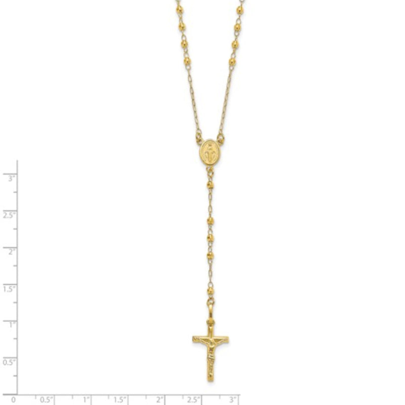 Quality Gold Women's Polished Faceted Beads Rosary Necklace in 14K Yellow Gold