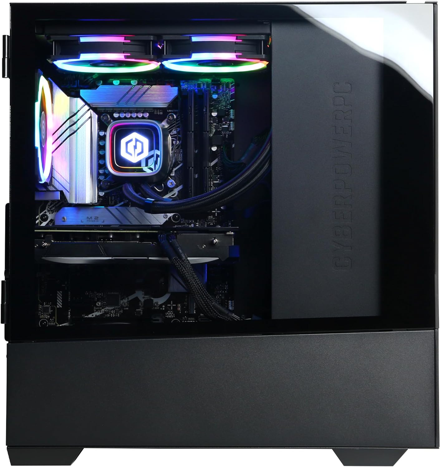 Computadora de escritorio para juegos CyberPowerPC SLC10200GV11 Gamer Supreme: Intel Core i9-14900KF con memoria de 32 GB y SSD de 2 TB, color negro