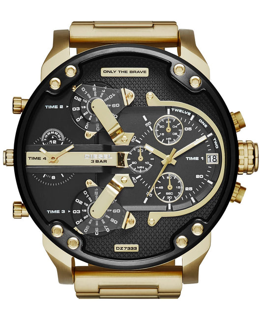 Reloj cronógrafo con correa de cuero para hombre Diesel Mr. Daddy 2.0 - Dorado 