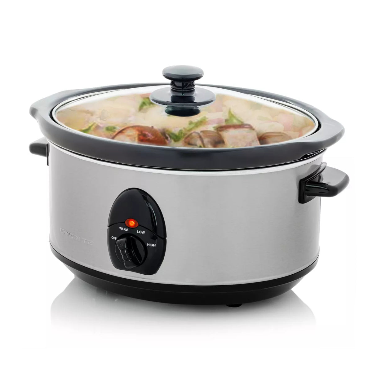 Ovente 3.7-Quart Slow Cooker with 3 Temperature Settings - Silver