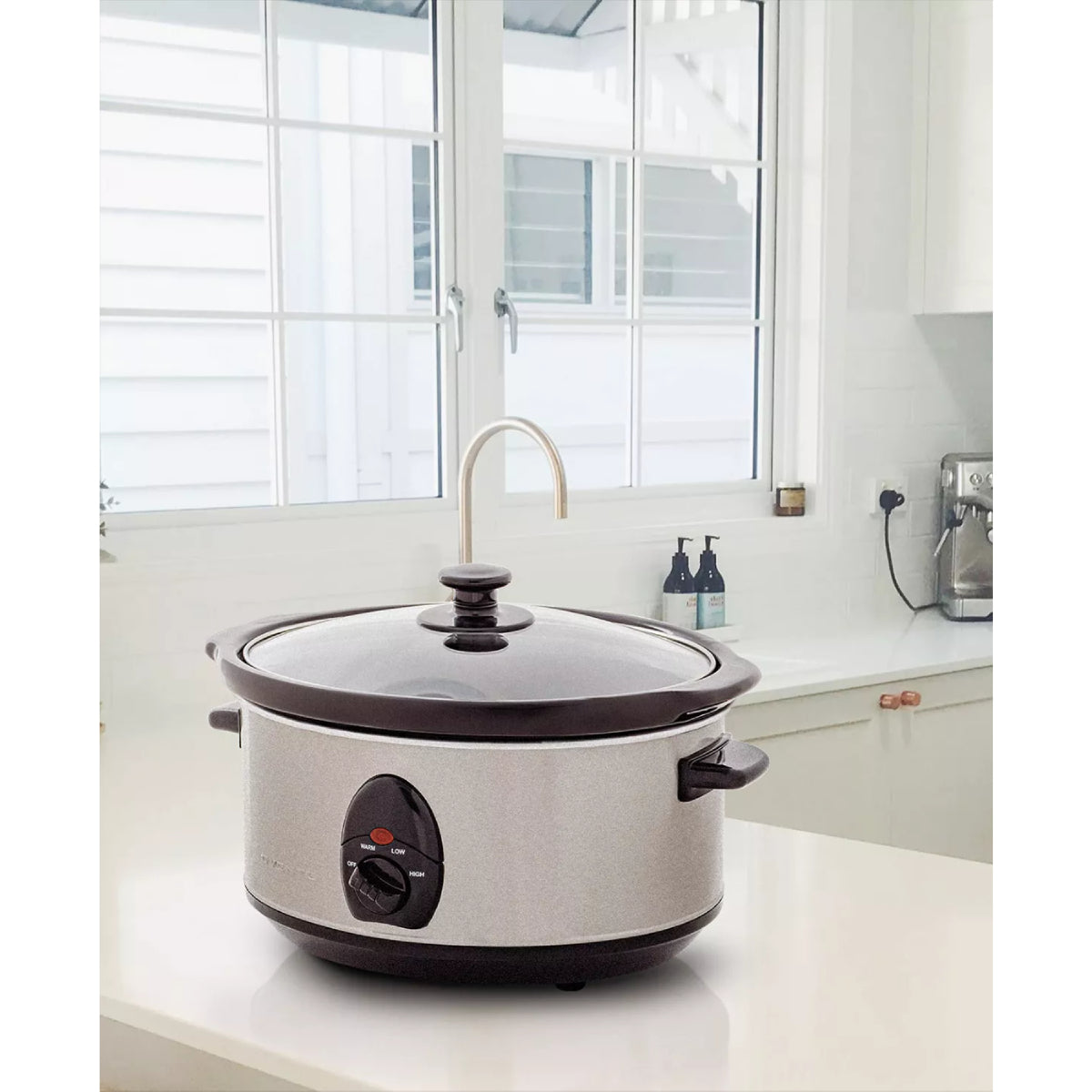 Ovente 3.7-Quart Slow Cooker with 3 Temperature Settings - Silver