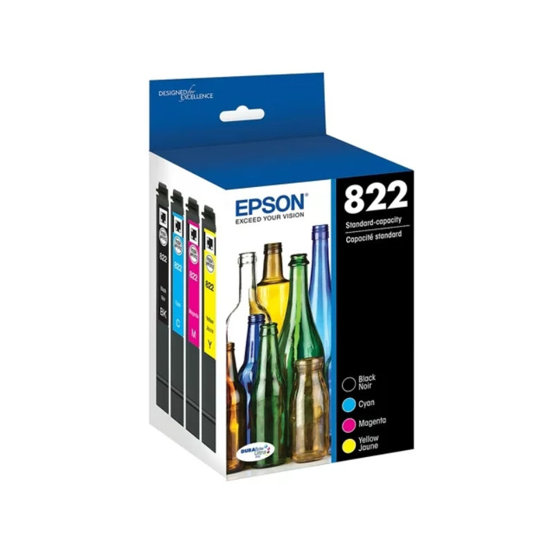 Cartucho de tinta de capacidad estándar Epson T822120/BCS (paquete de 4): cian, magenta, amarillo y negro