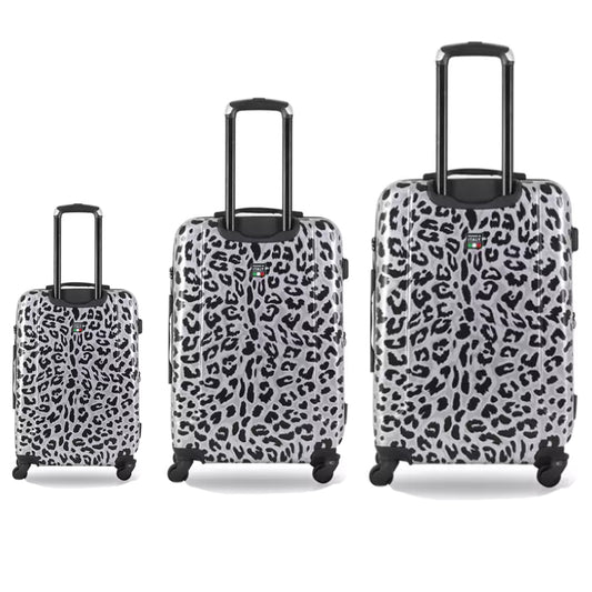 Tucci Spinner Carry On Travel Luggage Bag Set (3-Piece) - Black/White