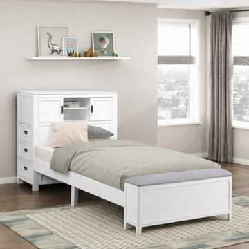 Youth Explorer Twin Bookcase Platform Bed by Homelegance - White