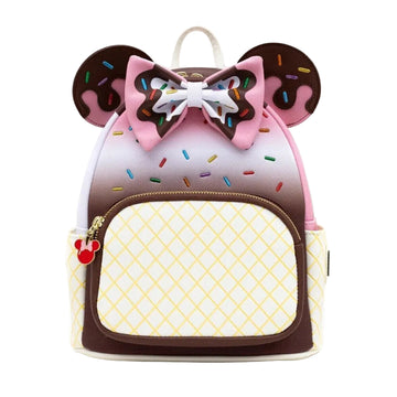 Mochila pequeña con forma de cono de helado napolitano de Minnie Mouse de Disney de Loungefly