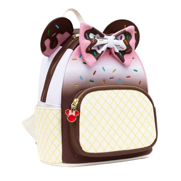 Mochila pequeña con forma de cono de helado napolitano de Minnie Mouse de Disney de Loungefly