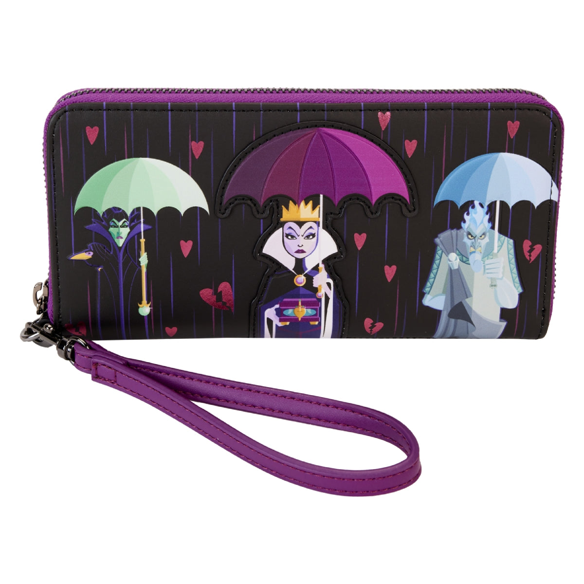 Loungefly Disney Villains Curse Your Hearts Zip Around Wristlet Wallet