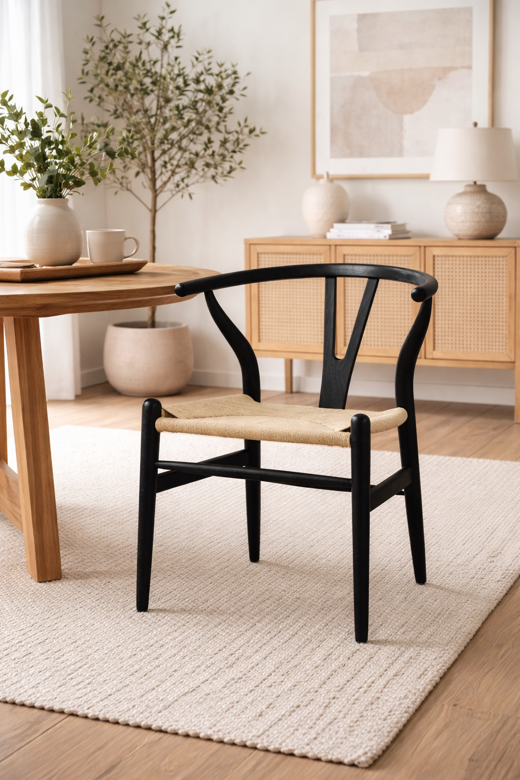 Silla de comedor clásica Wishbone de 31" de Primitive Collections (juego de 2) - Negro