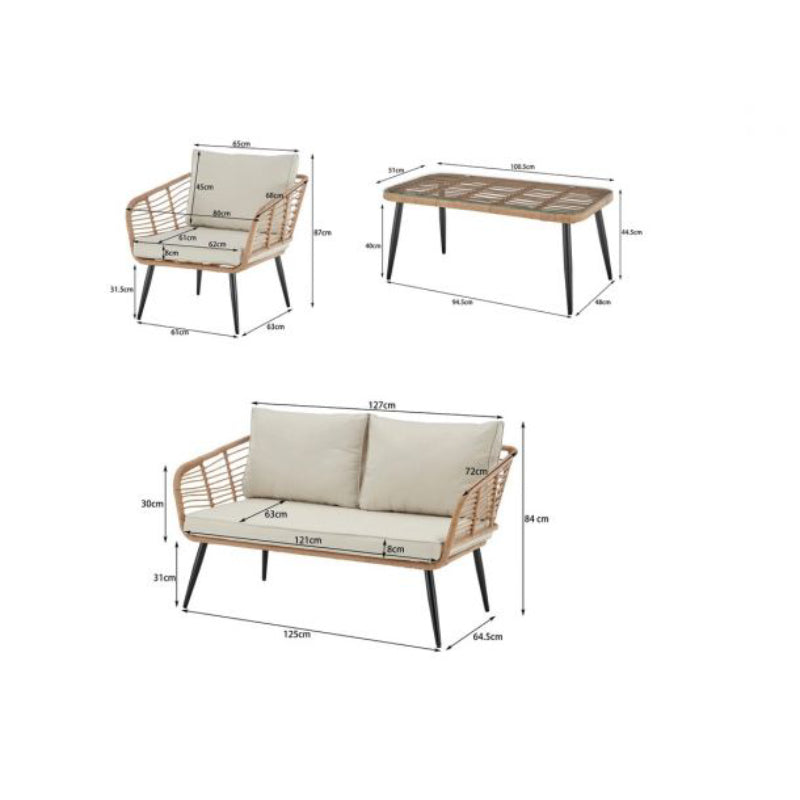 Wicker Lounger 4-Piece Set by Best Home